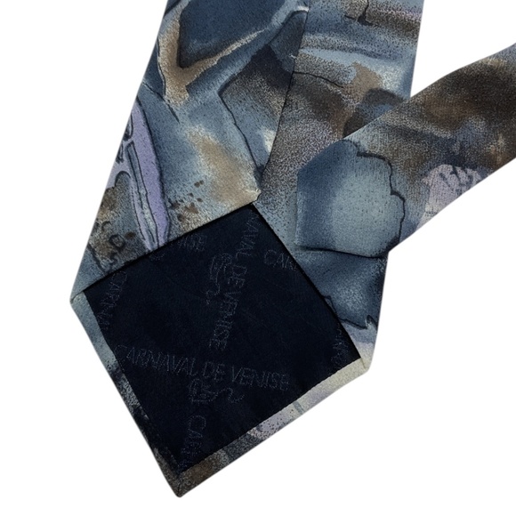 🆕CARNAVAL DE VENISE Gray/Purple Art Silk LUXURY Tie HANDMADE ITALY - Picture 5 of 5